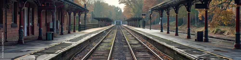 Empty platform at a local single track station Empty platform at a local single track station