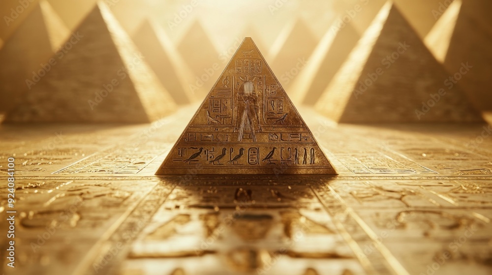Pyramids Blured Picture Ancient Egyptian Heritage, intricate line art of pyramids and pharaohs ...