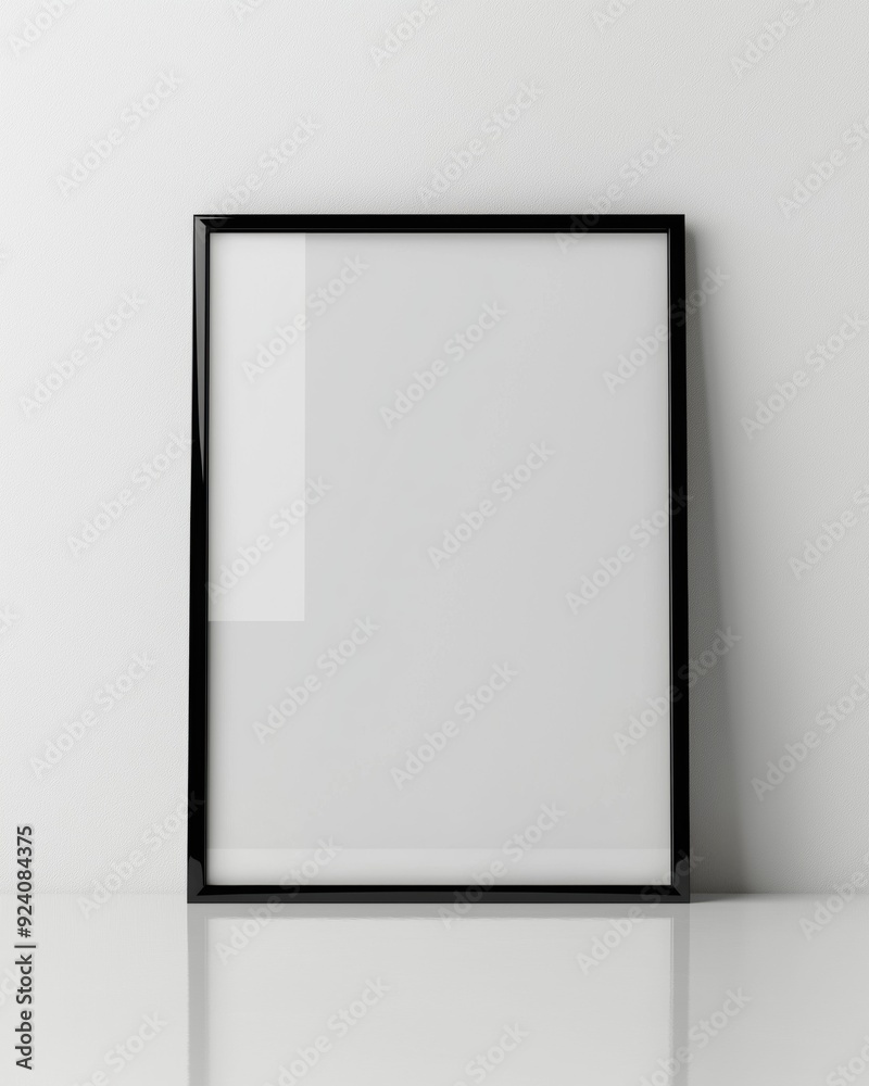 A black picture frame is beautifully hanging on a white wall