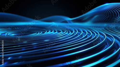 Vibrant blue abstract waves depict a sense of technology and innovation, perfect for digital media, tech presentations, or futuristic designs.