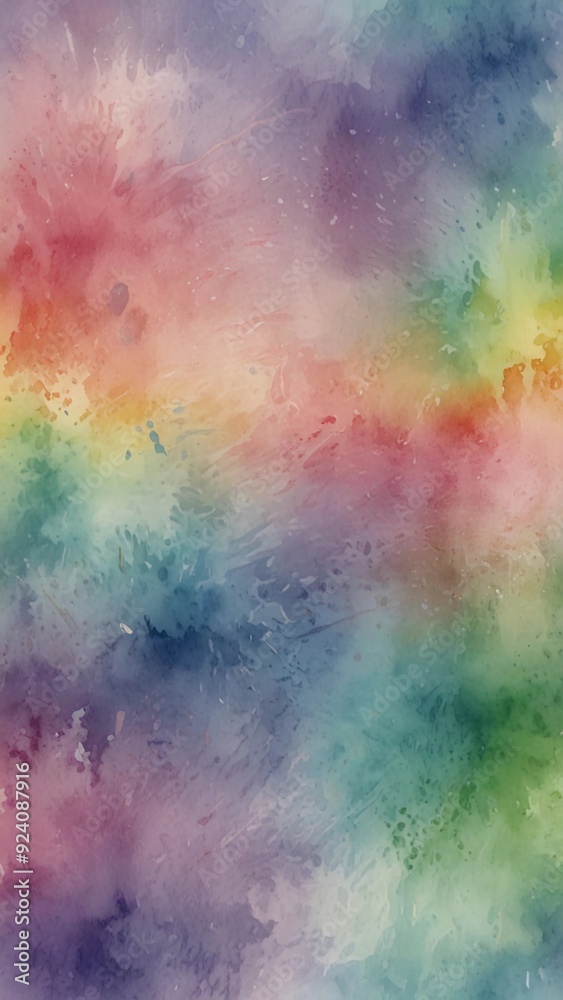 Obraz premium Soft Rainbow Pastel Watercolor Background with Blush Pinks, Light Blues, Mint Greens, and Lavender Purples - Seamless Gentle Blended Texture for Artistic and Creative Projects