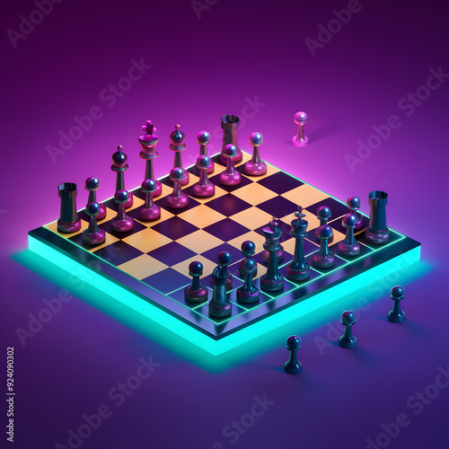 A set of chess pieces on a chess board