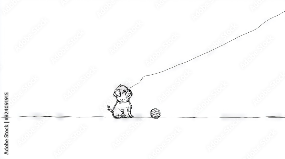 Dog on Ground with Balloon Dog on Ground with Balloon