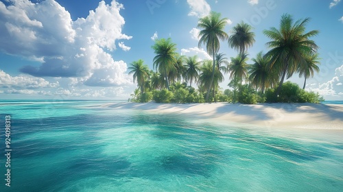 Tropical getaway with coconut palms, powdery white sands, and crystal clear sea picture