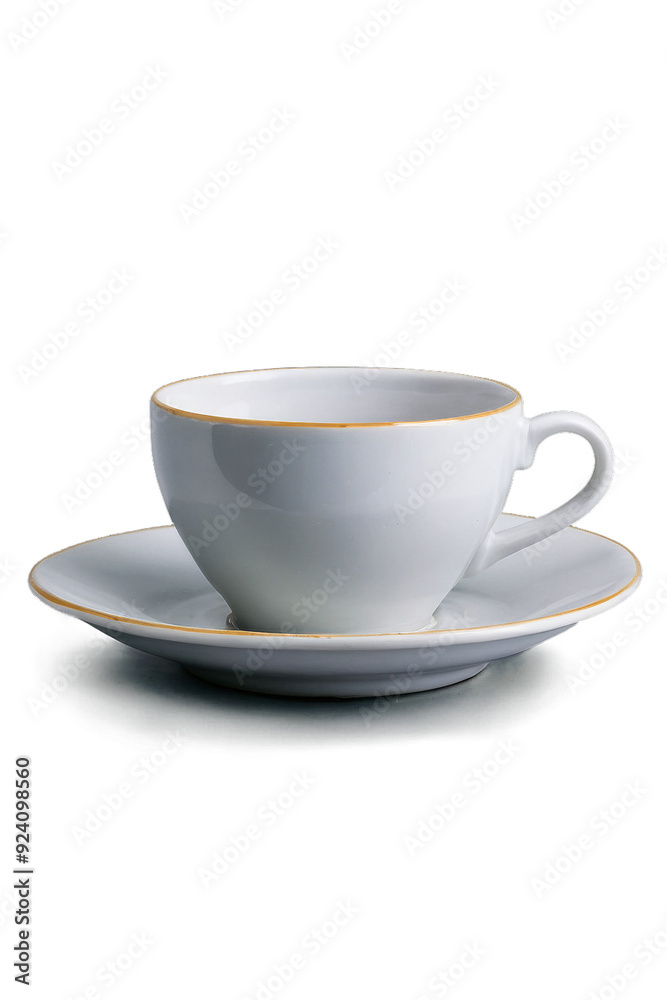 empty cup with plate, isolated on white background, full depth of field empty cup with plate, isolated on white background, full depth of field