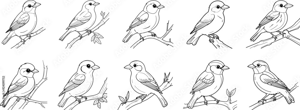 Western Tanager bird hand drawing coloring page and outline vector design Western Tanager bird hand drawing coloring page and outline vector design