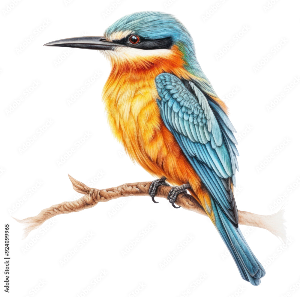 Fototapeta premium PNG Realistic pencil drawingof tropical bird animal sketch beak.