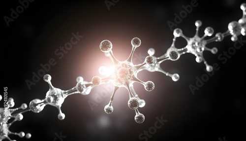 Abstract molecular structure isolated with white highlights, png photo