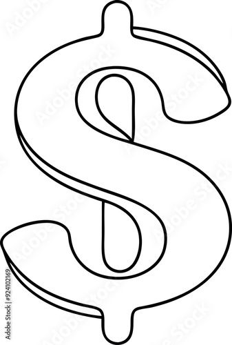 Simple Black And White Dollar Sign Illustration