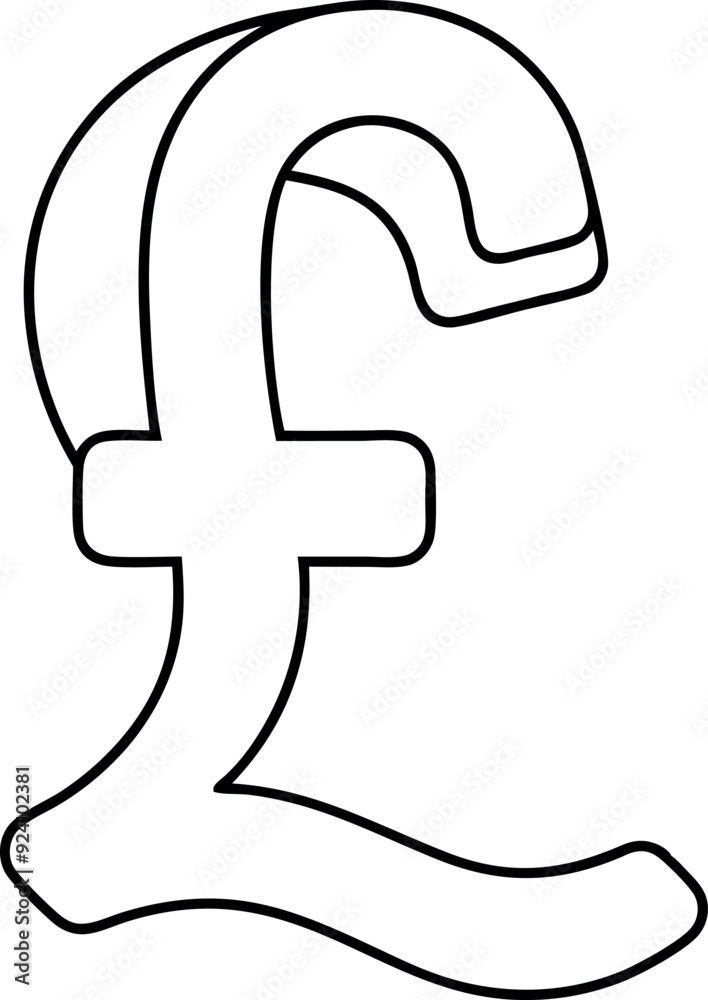Simplistic Outline Illustration of British Pound Currency Symbol Simplistic Outline Illustration of British Pound Currency Symbol