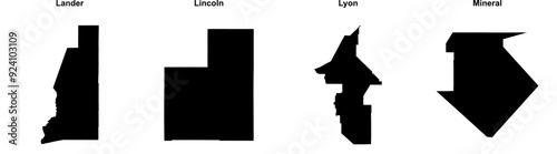 Lander, Lincoln, Lyon, Mineral outline maps