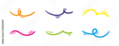 Line movement element set, emotion graphic effects, decoration icons. Doodle line elements, arrow, emphasis, heart, wind, zigzag, sparkle. Hand drawn Anime emotion, express shape.