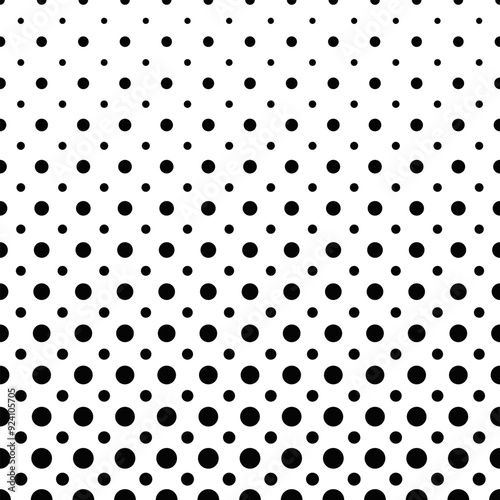 Repeating circle pattern background - abstract monochrome vector graphic with dots