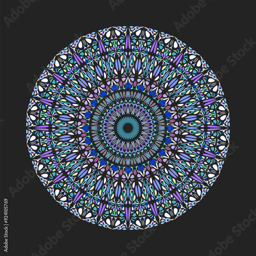 Colorful floral ornament mandala art - abstract ornamental geometrical ornate vector graphic design