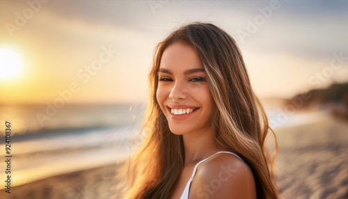 Hübsche junge Frau am Strand