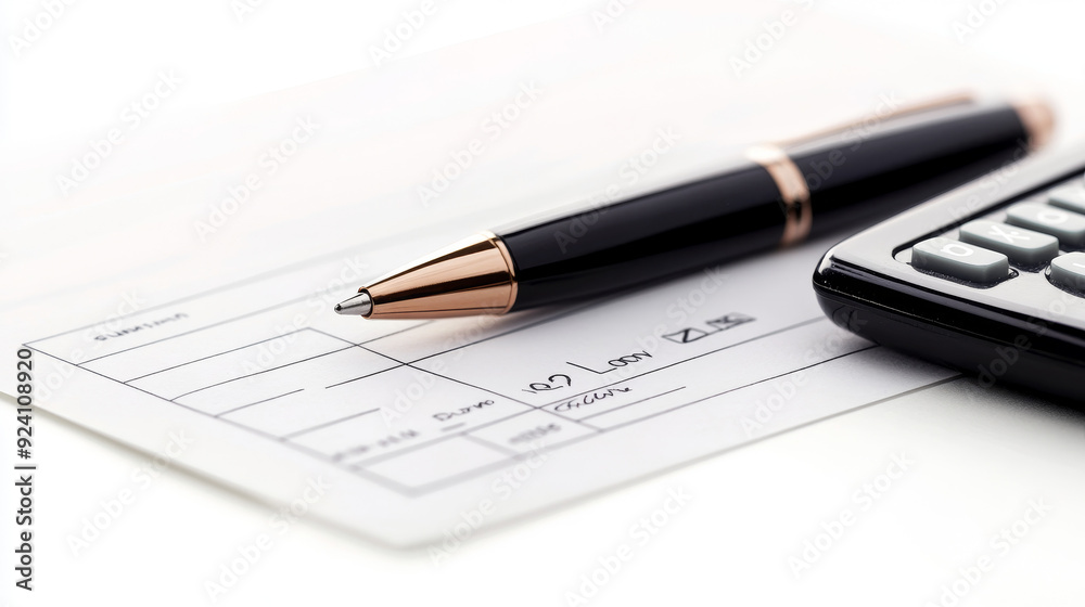 image is ideal for use in content related to financial planning, business transactions, and paycheck processing. The clean, professional presentation of the blank cheque book, pen, and calculator image is ideal for use in content related to financial planning, business transactions, and paycheck processing. The clean, professional presentation of the blank cheque book, pen, and calculator
