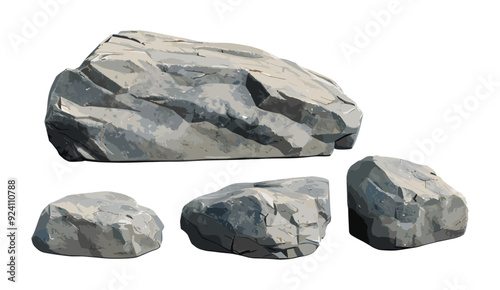 vector illustration Realistic rock boulder shape, Hard rock stone shape, rock and stone 3d collection, 3d rendering transparent background png