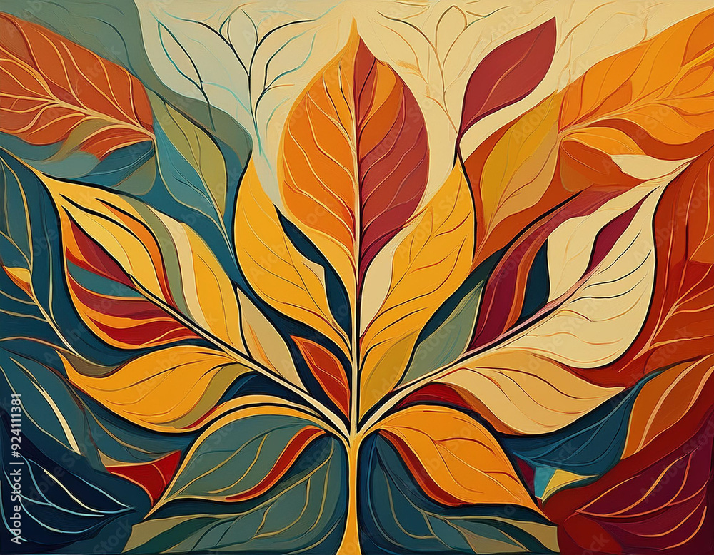 Autumn Leaf Print Pattern Repeated Single Leaf Design in Seasonal Colors Autumn Leaf Print Pattern Repeated Single Leaf Design in Seasonal Colors