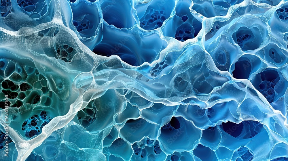 A close-up of a blue-and-white background with wave-like patterns both above and below the image A close-up of a blue-and-white background with wave-like patterns both above and below the image
