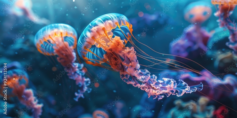 Exquisite jellyfish in the aquatic environment Exquisite jellyfish in the aquatic environment