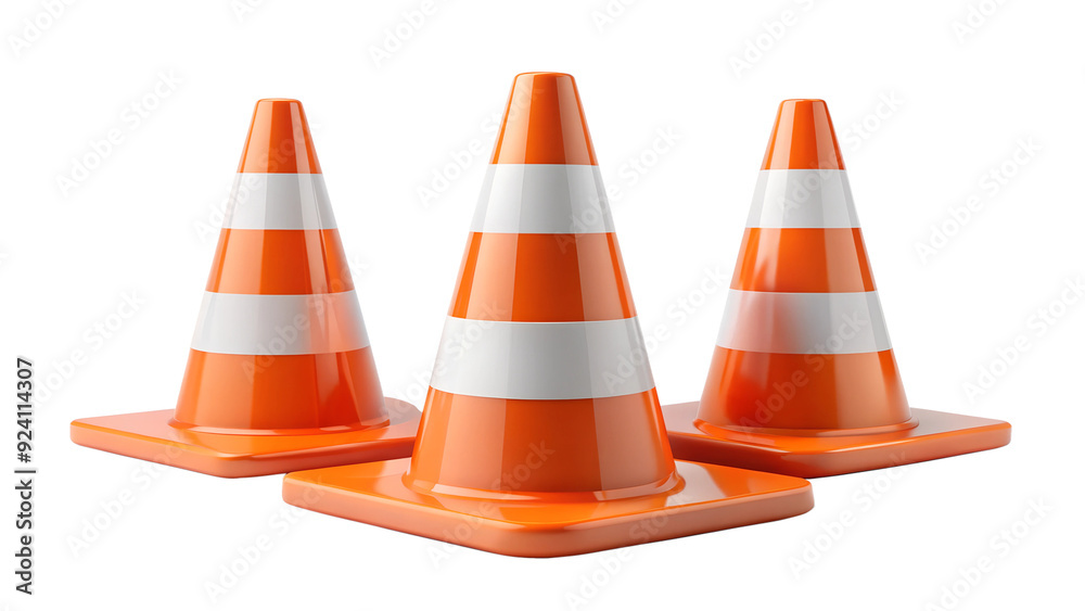 Traffic orange white cone on isolated background Traffic orange white cone on isolated background