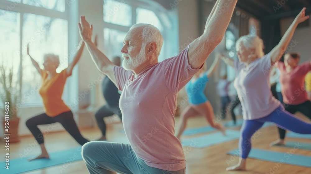 Fototapeta premium Senior Yoga Class in Studio