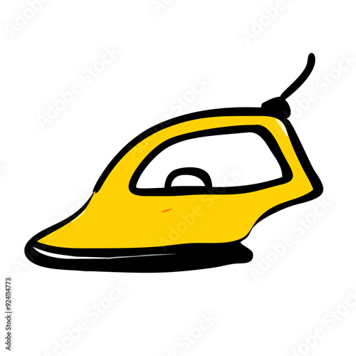 yellow steam iron is depicted with minimal details