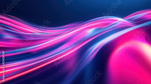 Abstract neon light waves, vibrant futuristic background with glowing pink and blue colors, great for digital design and modern concepts.