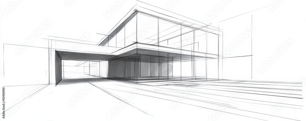 Architectural sketch of a modern house design with large windows and clean lines. Minimalistic style showcasing contemporary residential architecture. Architectural sketch of a modern house design with large windows and clean lines. Minimalistic style showcasing contemporary residential architecture.