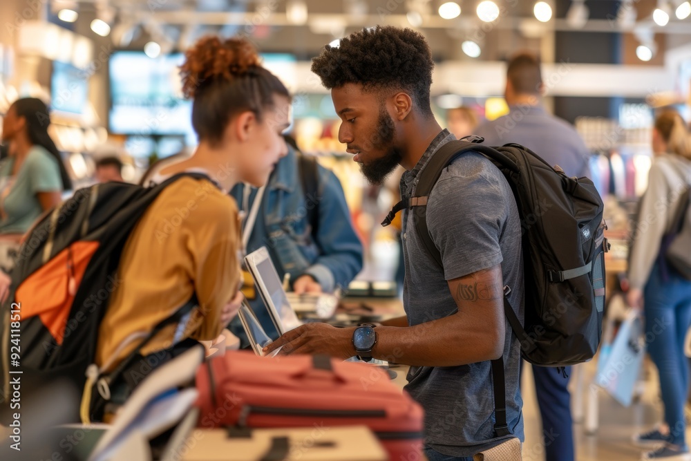 Fototapeta premium Diverse Families Shopping for Dorm Room Furniture in Modern Home Goods Store