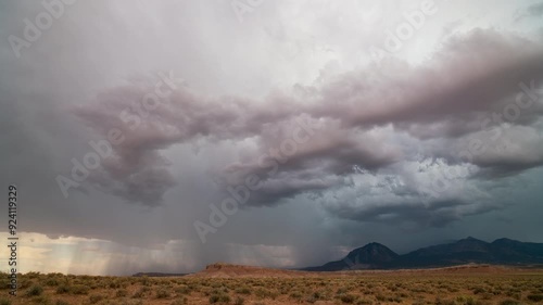 Timelapse of thunderstorm moving over the Henry Mountains in the Utah desert during monsoon season. photo