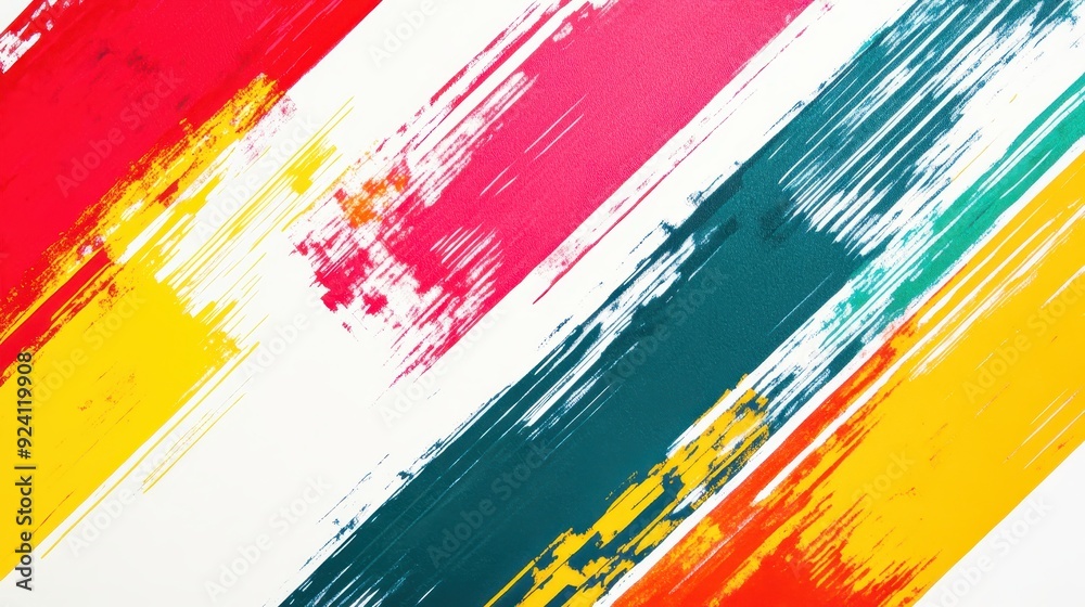 Obraz premium Vibrant abstract art with colorful paint strokes across a white background, showcasing dynamic movement and creativity.