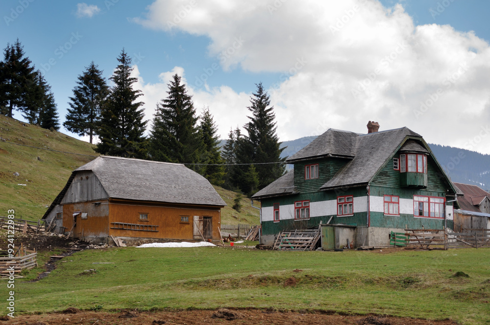 Old traditional village houses from Fundata, Romania Old traditional village houses from Fundata, Romania