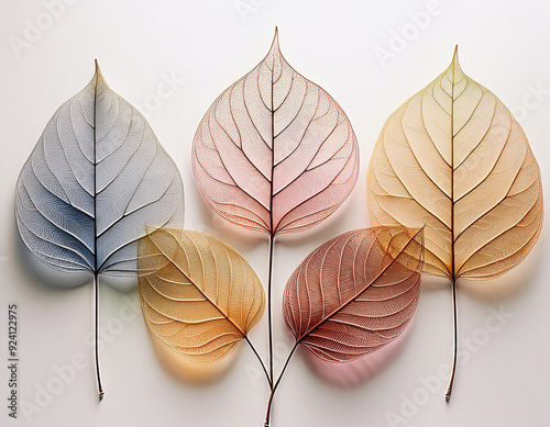Semi Transparent Leaf Skeletons Layered Design Emphasizing Delicate Structures