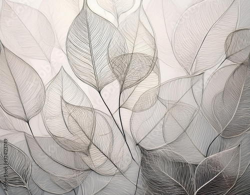 Semi Transparent Leaf Skeletons Layered Design Emphasizing Delicate Structures