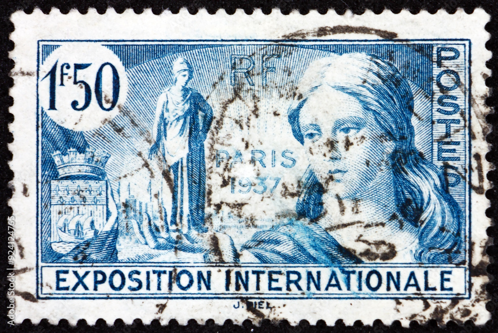 Postage stamp France 1937 Exposition Allegory, International Exhibition of Paris