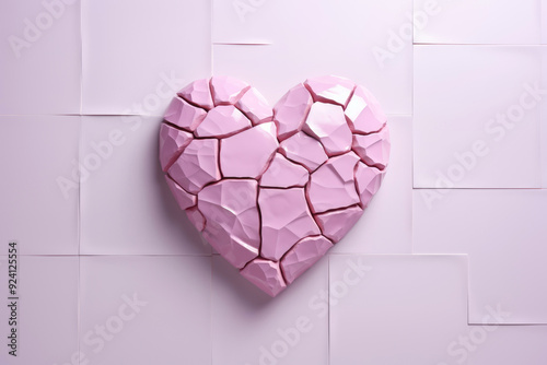 Obraz na płótnie broken pink heart with cracks. w salonie