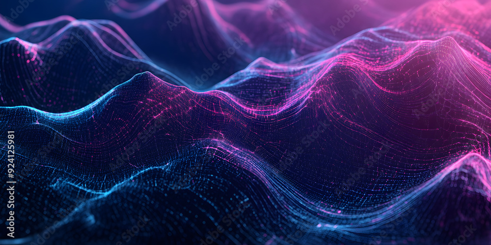 abstract wavy background of many lines and dots with a blue-violet gradient. waves. neon colors abstract wavy background of many lines and dots with a blue-violet gradient. waves. neon colors