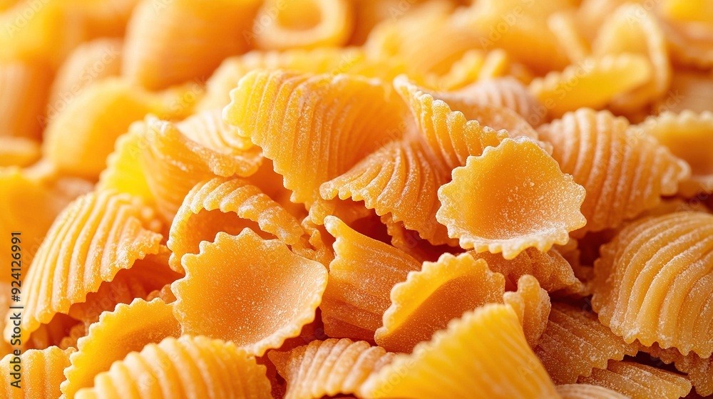 Close-up of oiled pasta shells Close-up of oiled pasta shells