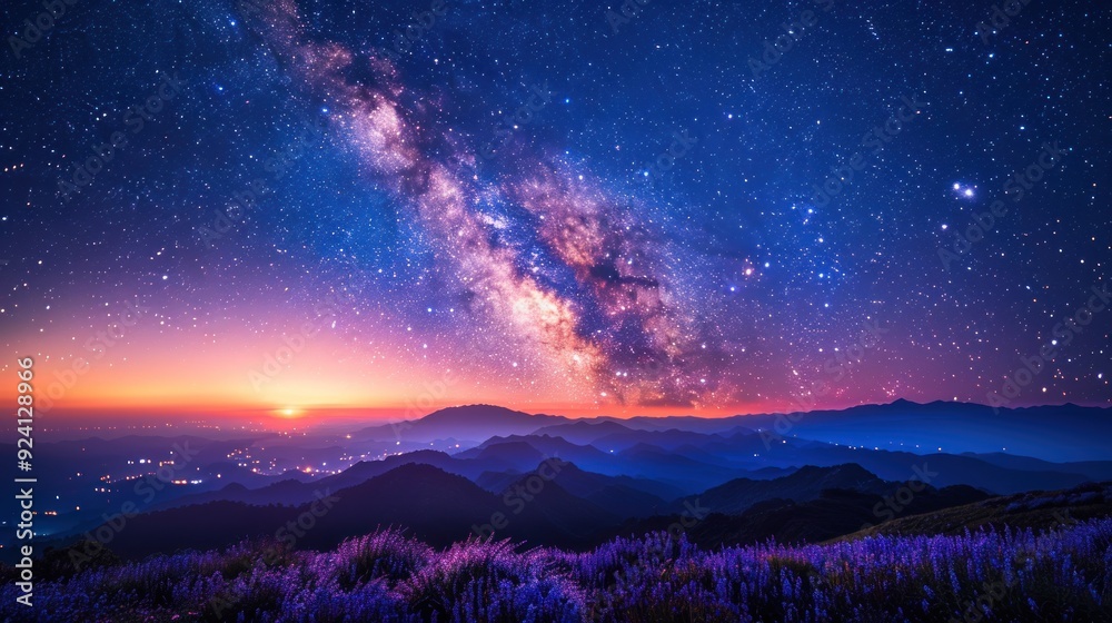 Fireworks with blur milky way background Fireworks with blur milky way background