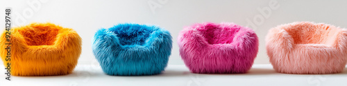 Set of Colorful Fluffy Chairs in a Contemporary Design