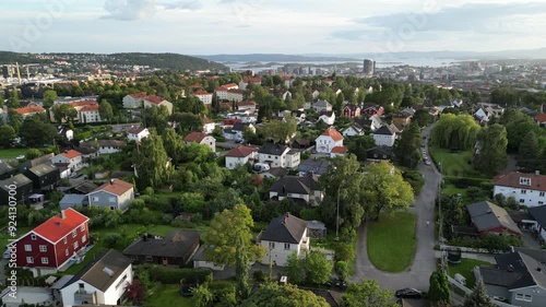 View from Hasle in Oslo looking out over Oslo, Keyserløkka and the city centre and Oslofjorden in the background