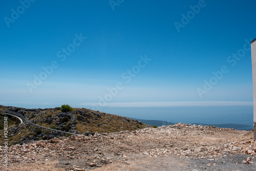 Alpine bobsleigh on top of the mountain in Montenegro with Adriatic Sea view 