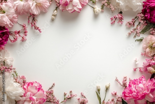 Wallpaper Mural Elegant floral border with vibrant flowers lush greenery on light background. Ideal for decorative designs wedding invitations or romantic designs valentines day, mother's day, women's day Torontodigital.ca