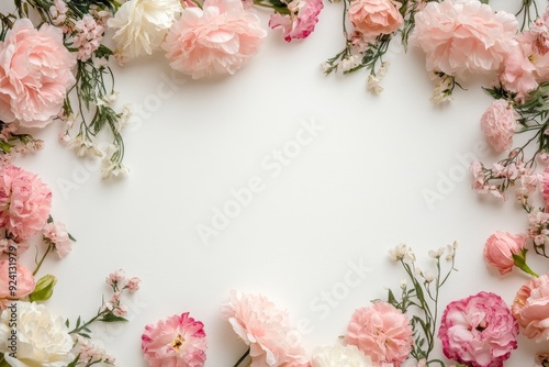 Wallpaper Mural Elegant floral border with vibrant flowers lush greenery on light background. Ideal for decorative designs wedding invitations or romantic designs valentines day, mother's day, women's day Torontodigital.ca