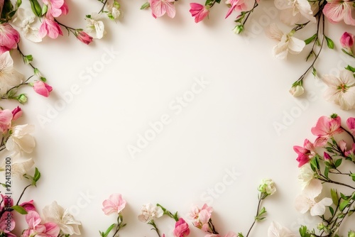 Wallpaper Mural Elegant floral border with vibrant flowers lush greenery on light background. Ideal for decorative designs wedding invitations or romantic designs valentines day, mother's day, women's day Torontodigital.ca