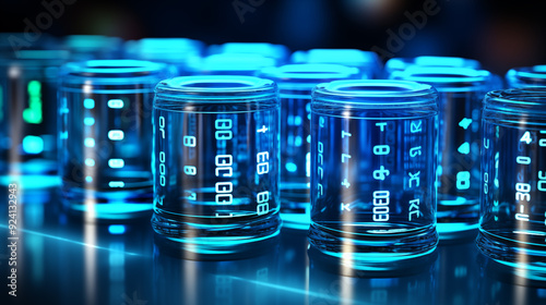 Blaue Gläser - Datenspeicher - Daten und Speicherung