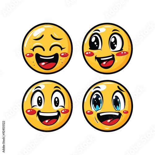 Wallpaper Mural Four yellow smiley faces with various expressions and hearts.
 Torontodigital.ca