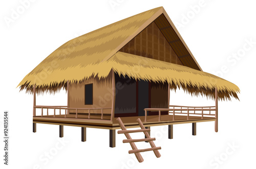 isolated straw hut on white background vector design