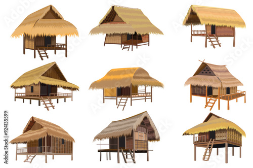 isolated straw hut on white background vector design